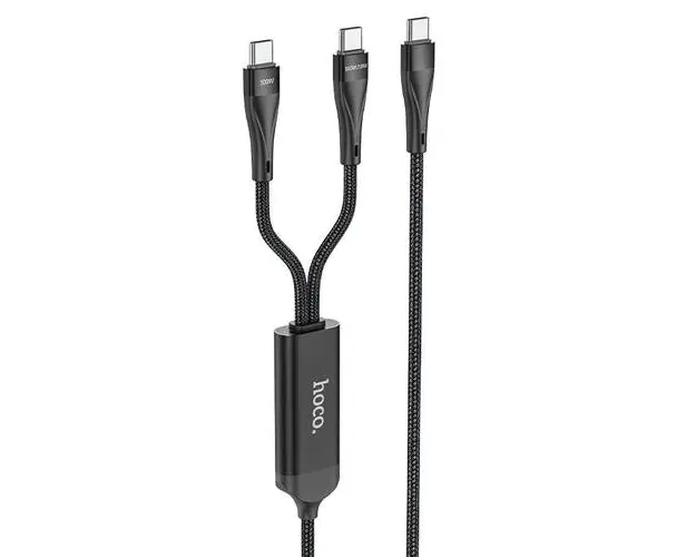 Cablu de date Borofone U102 Super, USB Type-C - 2 x USB Type-C, 1.2 m, 100W, Negru