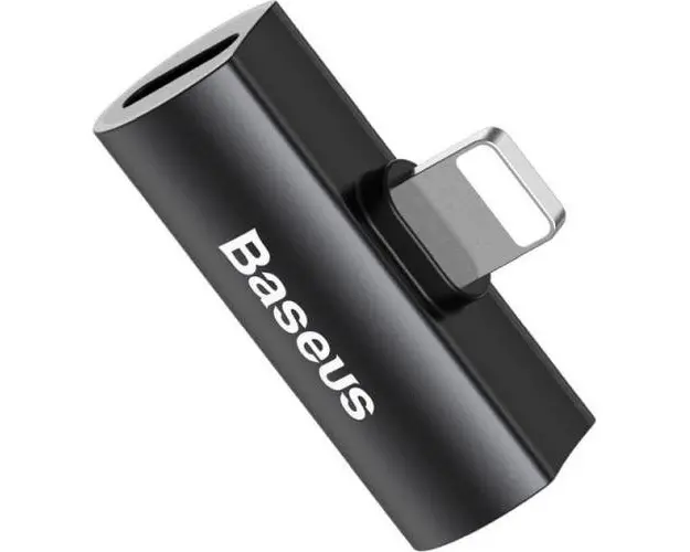 Adaptor Audio Baseus Lightning - Lightning, Cu port Incarcare, CAL46-01, Negru
