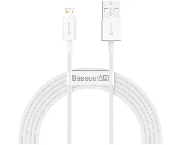 Cablu de date Baseus CALYS-C02, USB - Lightning, 2 m, 2.4A, Alb