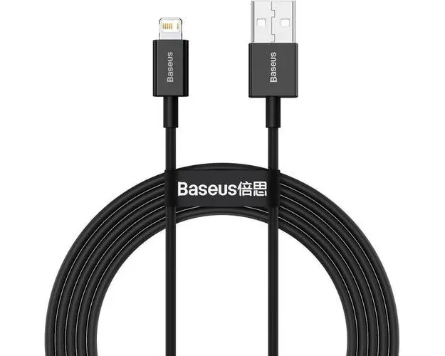 Cablu de date Baseus CALYS-C01, USB - Lightning, 2 m, 2.4A, Negru