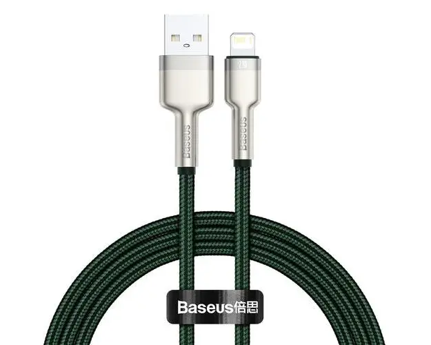 Cablu de date Baseus Cafule, USB - Lightning, 2.4A, 1 m, Verde