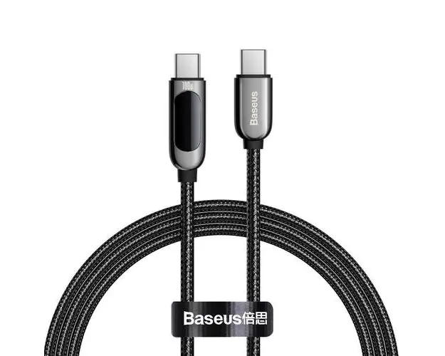 Cablu de date Baseus 6953156206571, USB-C - USB-C, 100W, 1m, Negru