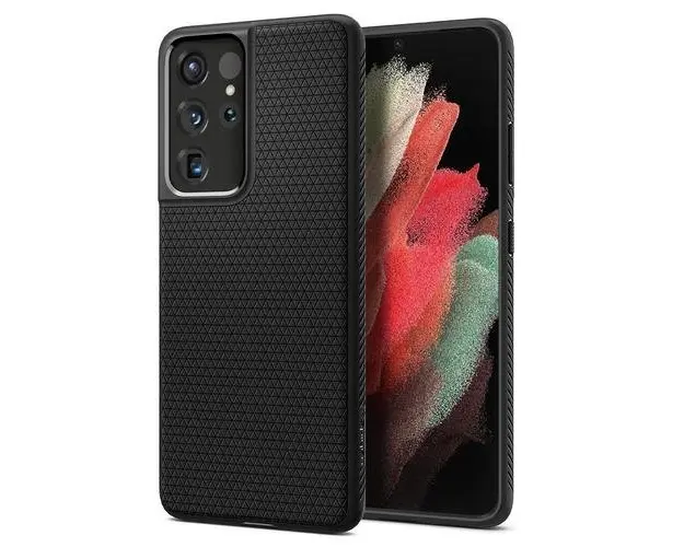 Protectie Spate Spigen Liquid Air pentru Samsung Galaxy S21 Ultra (Negru)