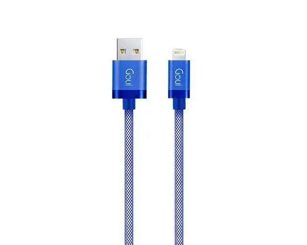 Cablu de date Goui Metallic G-LC8PIN-02B, USB - Lightning, 1m, Albastru