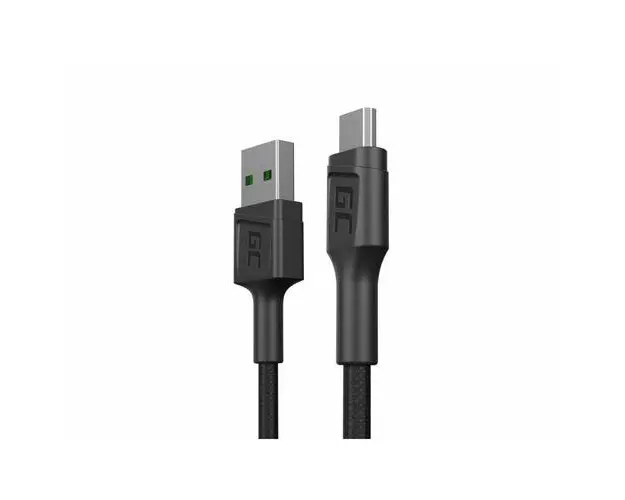 Cablu de date Green Cell GC PowerStream, USB-microUSB 30cm, incarcare rapida, Ultra Charge, QC 3.0, Negru
