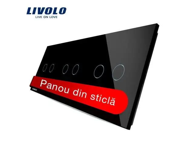 Panou intrerupator dublu+dublu+dublu cu touch Livolo din sticla