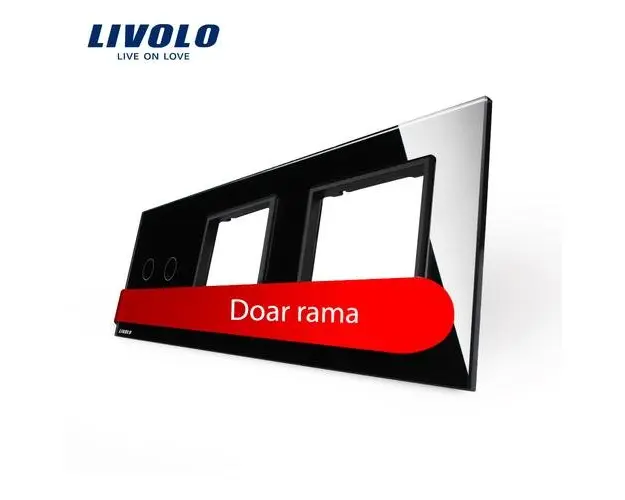 Panou intrerupator dublu cu touch si 2 prize Livolo din sticla