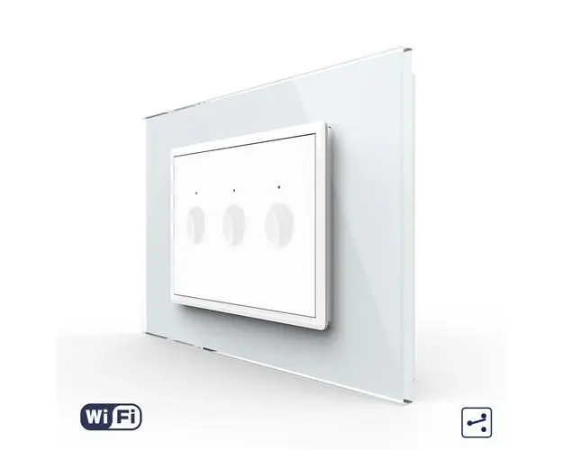 Intrerupator Triplu Cap Scara / Cruce Wi-Fi cu Touch LIVOLO, standard italian  Serie Noua, Alb