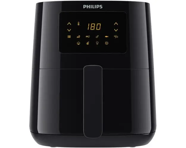 Friteuza fara ulei Philips Airfryer Essential Collection compact digital, capacitate 4.1 L, afisaj digital, 7 setari presetate (cartofi congelati, carne, peste, functie de mentinere la cald si multe altele), Curatare usoara