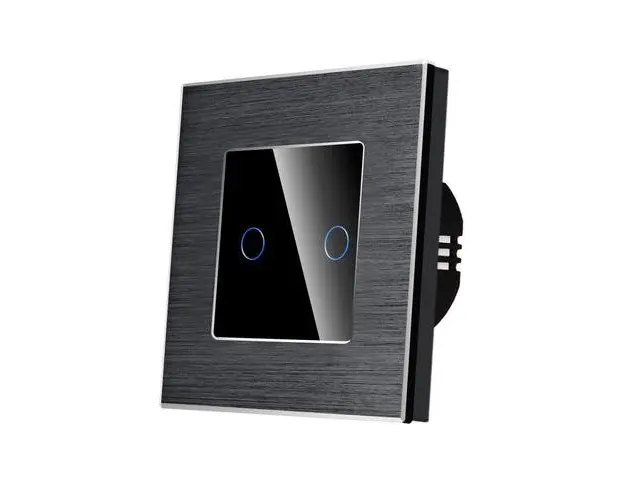 Intrerupator Dublu cu Touch din Sticla si Rama de Aluminiu LUXION