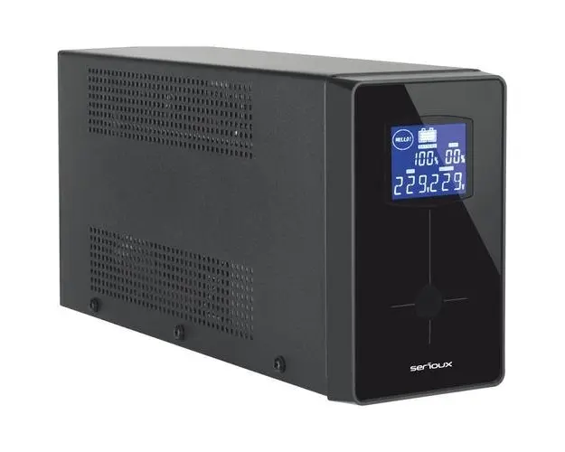 UPS Serioux LCD1500LI, Line Interactive, 1500VA/900W, ecran LCD, 4 Prize Schuko, USB/RJ45, Regulator automat de tensiune, Management, Repornire Automata