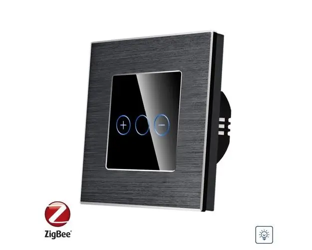 Intrerupator Simplu cu Variator cu Touch din Sticla si Rama de Aluminiu LUXION, protocol Zigbee