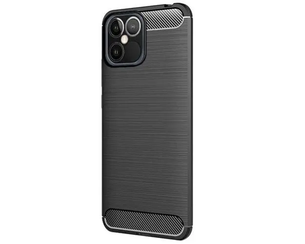 Husa compatibila cu iPhone 12 Pro Max Carbon Flexibil (Negru)