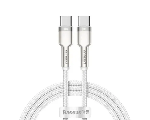 Cablu de date Baseus Cafule, USB-C - USB-C, 100W, 2m, Alb