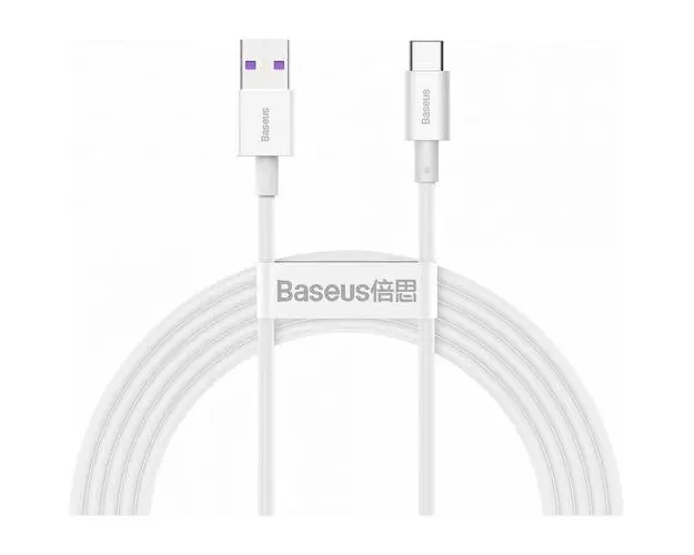 Cablu de date Baseus Superior Series, USB - USB Type-C, 2 m, 66W, Alb