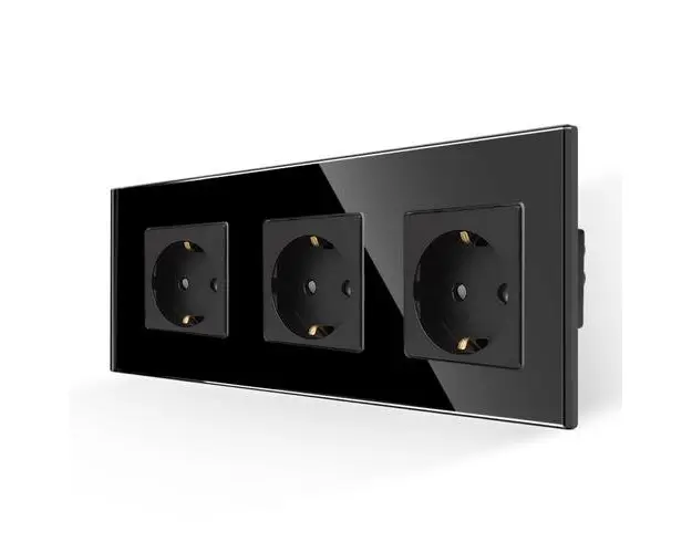 Priza Tripla cu Rama din Sticla LUXION