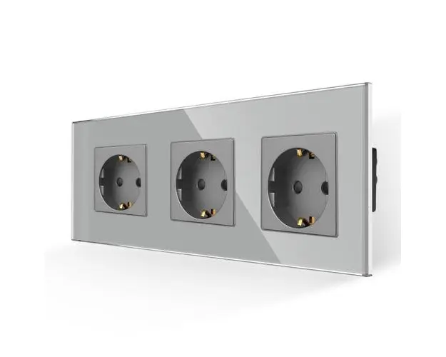 Priza Tripla cu Rama din Sticla LUXION