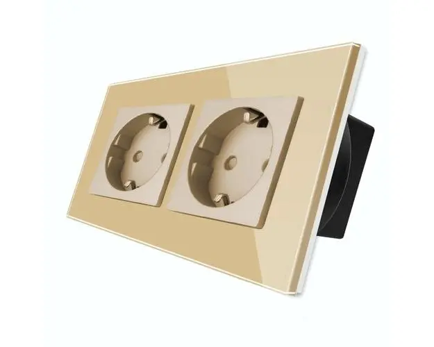 Priza Dubla cu Rama din Sticla LUXION