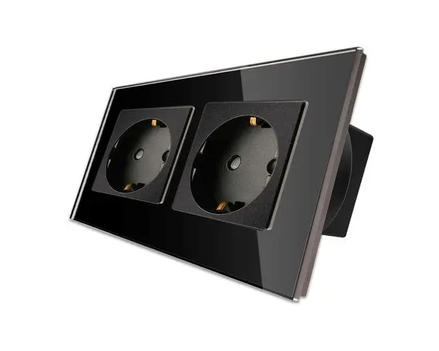 Priza Dubla cu Rama din Sticla LUXION