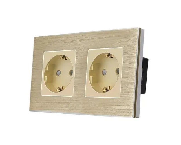 Priza Dubla LUXION cu rama din aluminiu
