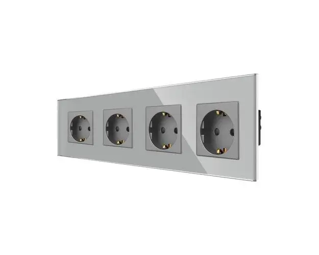 Priza Cvadrupla LUXION cu rama din sticla