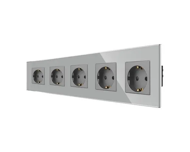 Priza Cvintupla LUXION cu rama din sticla