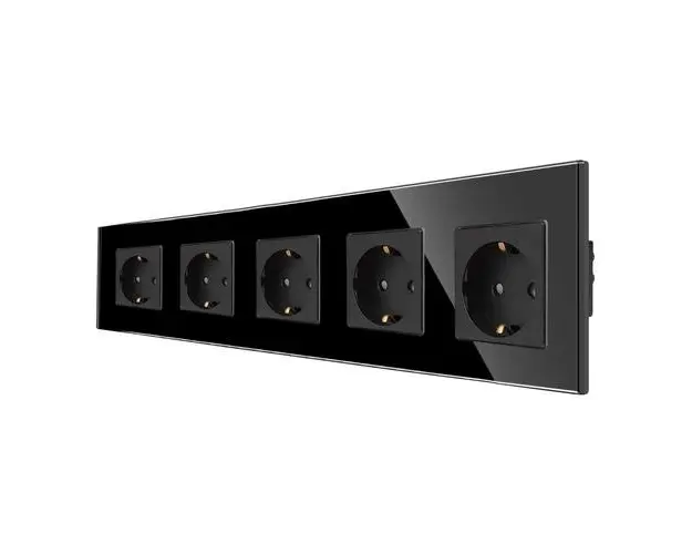 Priza Cvintupla LUXION cu rama din sticla