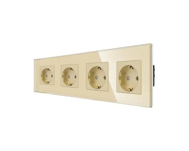 Priza Cvadrupla LUXION cu rama din sticla