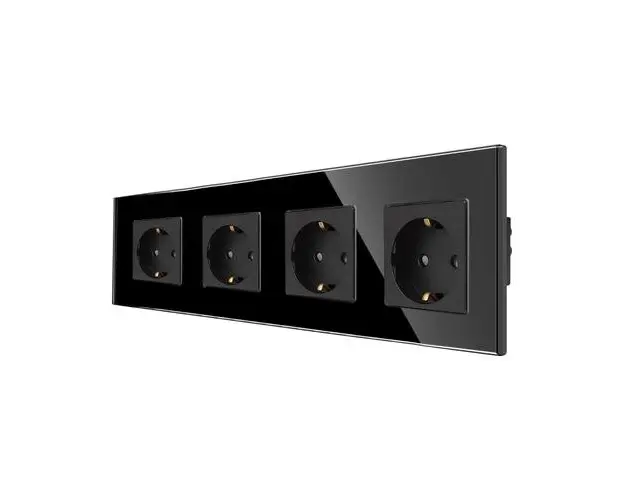 Priza Cvadrupla LUXION cu rama din sticla