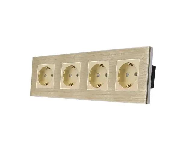 Priza Cvadrupla LUXION cu rama din aluminiu