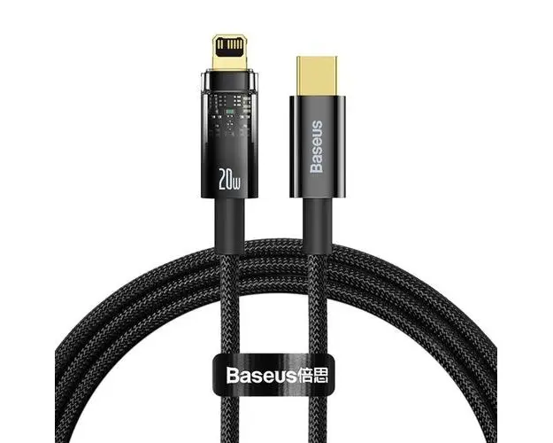 Cablu de date Baseus CATS000001, USB-C - Lightning, 20W, 1m, Negru