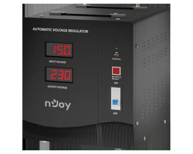 Stabilizator de tensiune nJoy Alvis 3000, 3000VA/1800W, cu releu, transformator toroidal, LCD Display, functie de intarziere la pornire si selectie a tensiunii, 5 x terminal pin