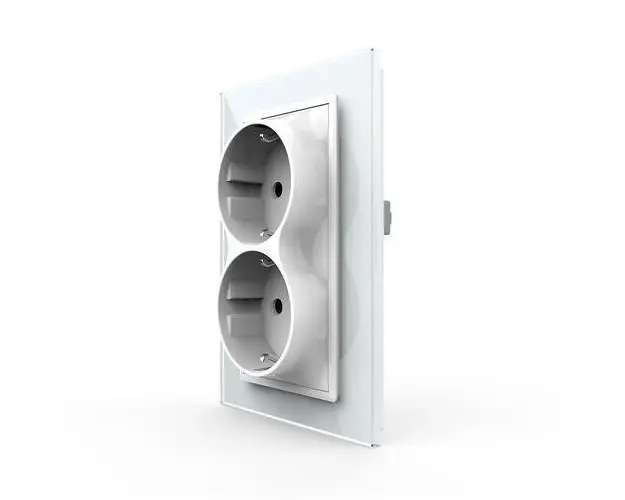 Priza Dubla Livolo cu Rama din Sticla Pentru Doza Simpla