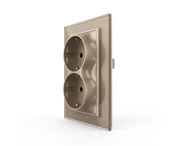 Priza Dubla Livolo cu Rama din Sticla Pentru Doza Simpla