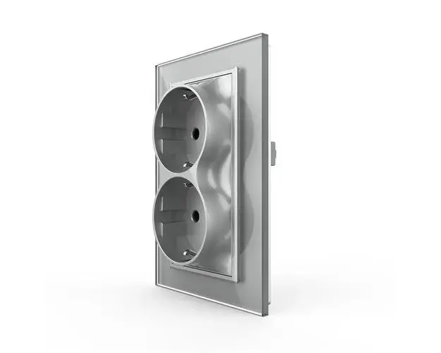 Priza Dubla Livolo cu Rama din Sticla Pentru Doza Simpla