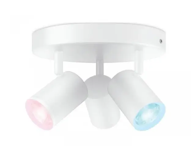 Spot LED WiZ Imageo, Wi-Fi + Bluetooth, LED RGB, voice control, 3xGU10, 3x5W, 1035 lm, white and colored light (2200-6500K RGB), IP20, 12.3x21cm, Metal, White