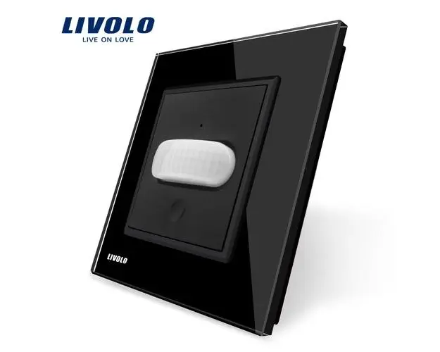 Intrerupator senzor de miscare PIR Livolo cu rama din sticla