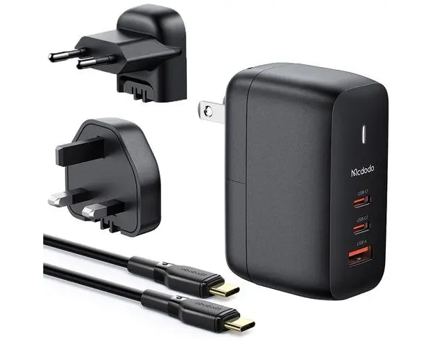 Incarcator retea Mcdodo Gan 3.0, incarcare rapida, 2 x USB-C, 1 x USB-A, 65 W, Negru