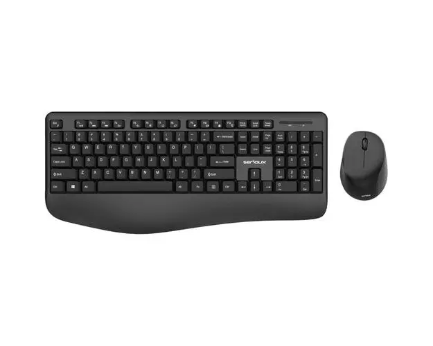 Kit wireless tastatura + mouse Serioux, office, design ergonomic, Negru