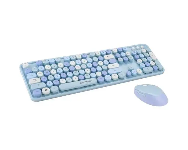 Kit wireless tastatura + mouse Serioux Retro, Albastru