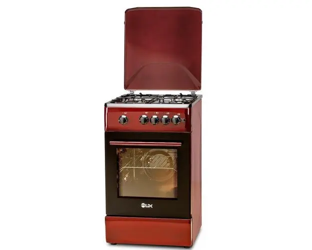 Aragaz LDK 5060 A BORDO RMV, Gaz, 4 arzatoare, Capac metalic, Siguranta, Aprindere electrica, 50x60 cm, Rosu inchis, Preinstalare duze NG/LPG