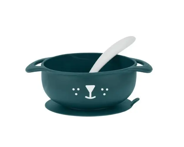 Set de hranire Babymoov Taste' ISY din silicon, Catelus, 1-2 ani (Albastru)