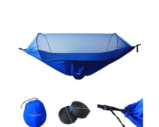 Hamac cu plasa tantari Techfit, 270x140 cm, albastru