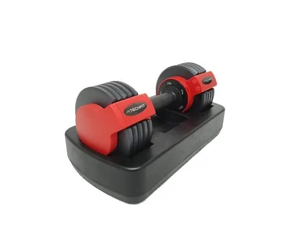 Gantera reglabila TECHFIT 1 x 11.5 kg, Ajustabilitate in 6 trepte, Negru/rosu