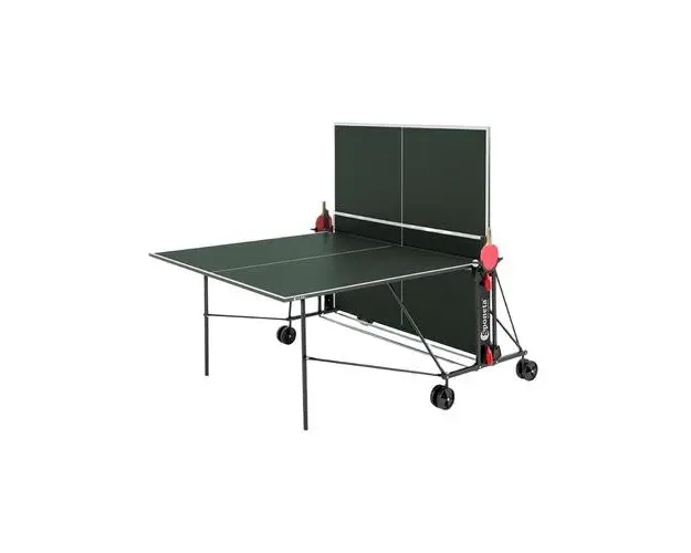 Masa de tenis Indoor Sponeta S1-42i, Lungime 274 cm, Sistem blocare, Suport depozitare palete si mingi, Fileu inclus, Pliabila, 4 roti duble, Verde