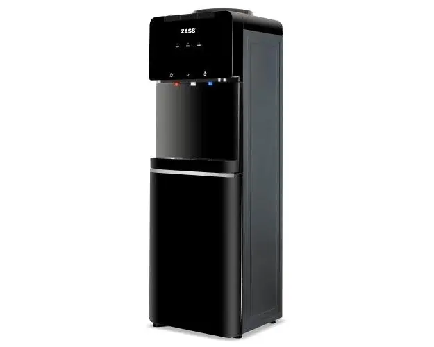 Dozator apa de podea cu compresor si minifrigider Zass ZWD 18 CR, Putere incalzire 550W, Putere racire 90W, Compatibil cu bidoane de apa 11 l si 19 l, Silentios 36 dB (Negru)