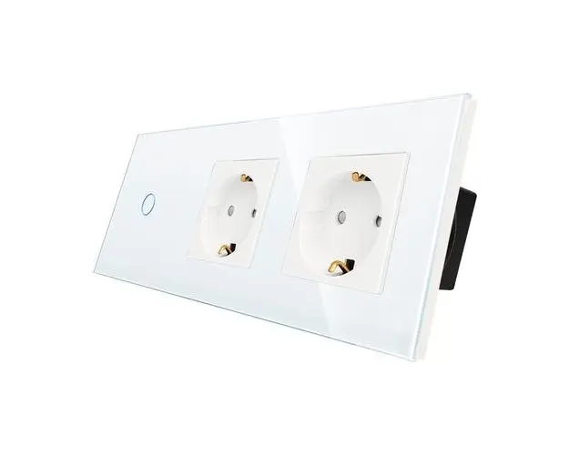 Intrerupator Simplu + 2 Prize cu Rama din Sticla LUXION