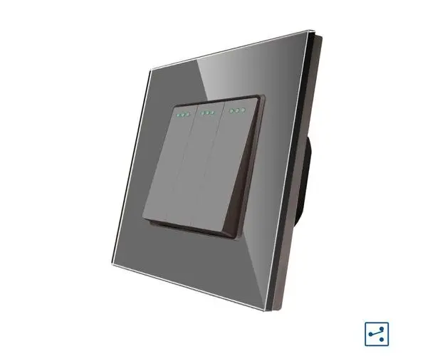 Intrerupator Triplu Cap Scara Mecanic LUXION cu Rama din Sticla