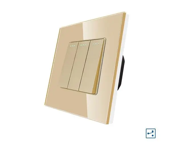 Intrerupator Triplu Cap Scara Mecanic LUXION cu Rama din Sticla