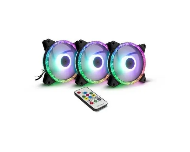 Set 3 ventilatoare Inter-Tech Argus RS-07, 120mm, iluminare aRGB (Negru)